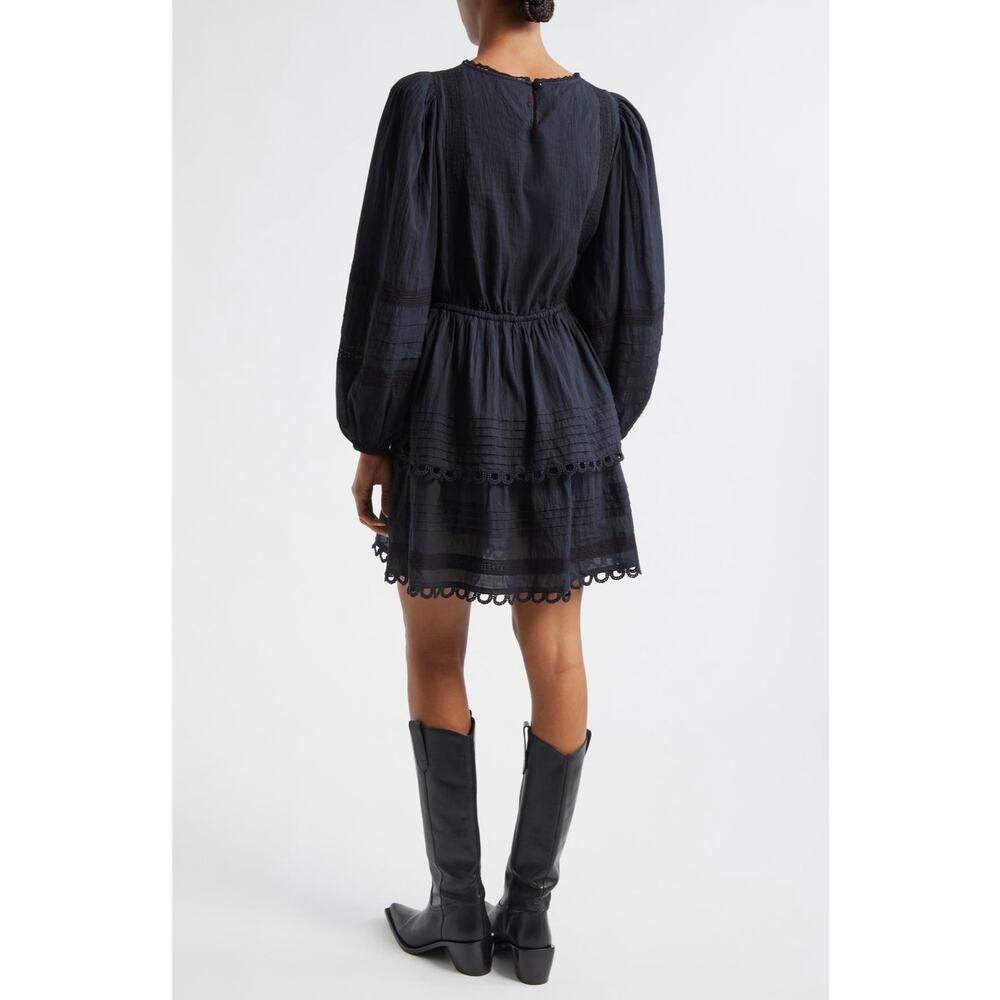 FARM Rio Pintuck & Lace Black Cotton Dress - Size Small - Picture 2 of 6